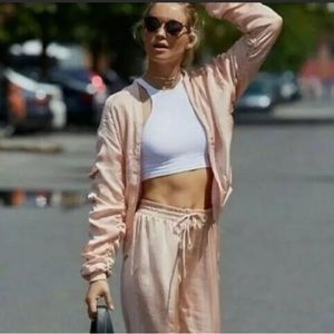 Free People Blushed Pink Bomber Jacket Large.